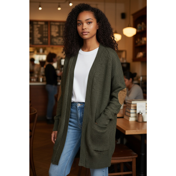 RDI Sweaters - RDI Cardigan Burnt Olive Twist Olive Green Brown Sweater Size Medium Oversized